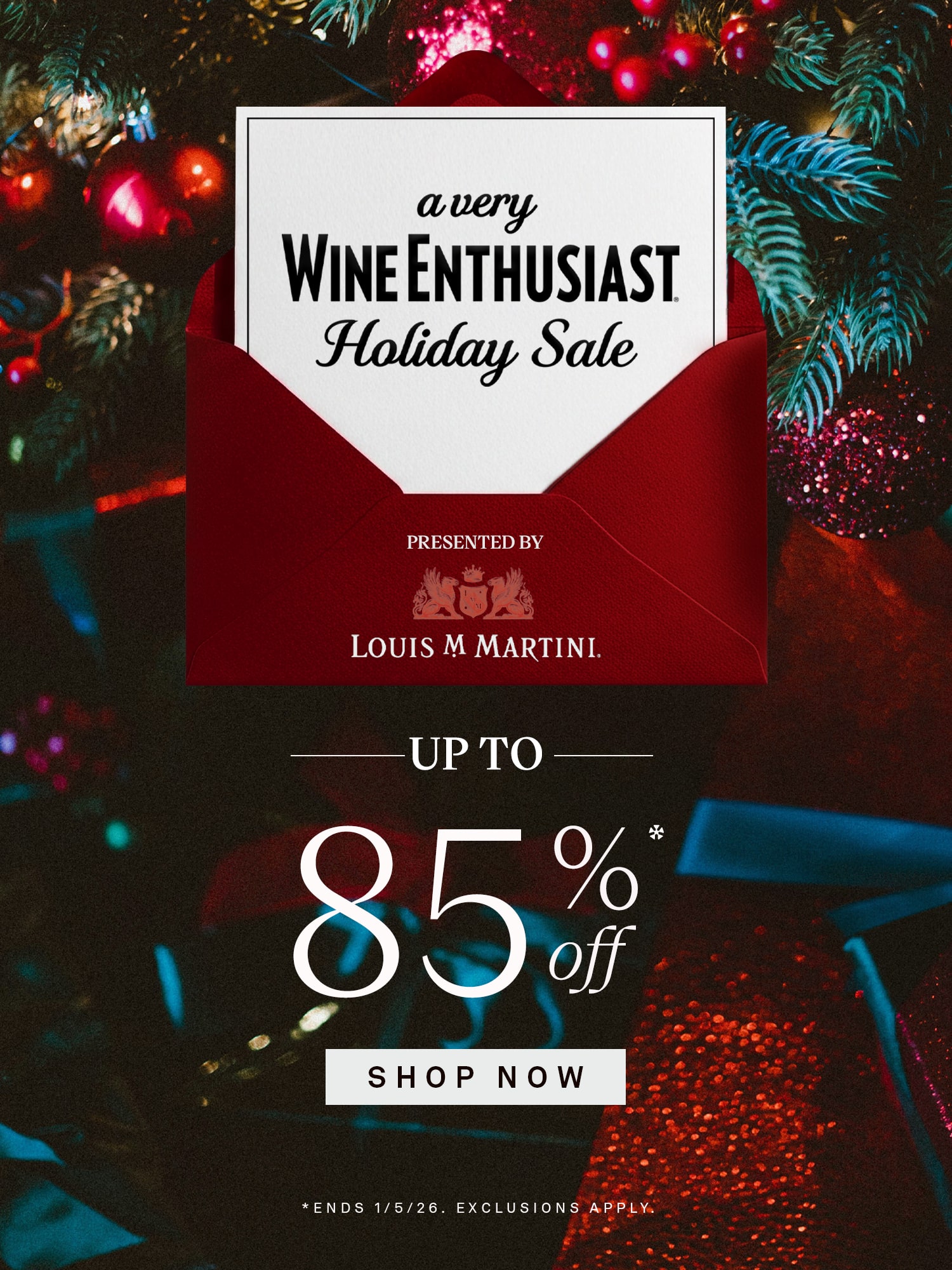 Holiday Sale. Up to 85% off. Ends Jan 5, 2026. Click to Shop.