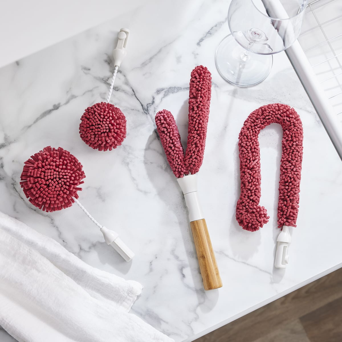 2pcs Wine Glass Cleaning Brush Flute And Stemware Brush Non Scratch - View #3