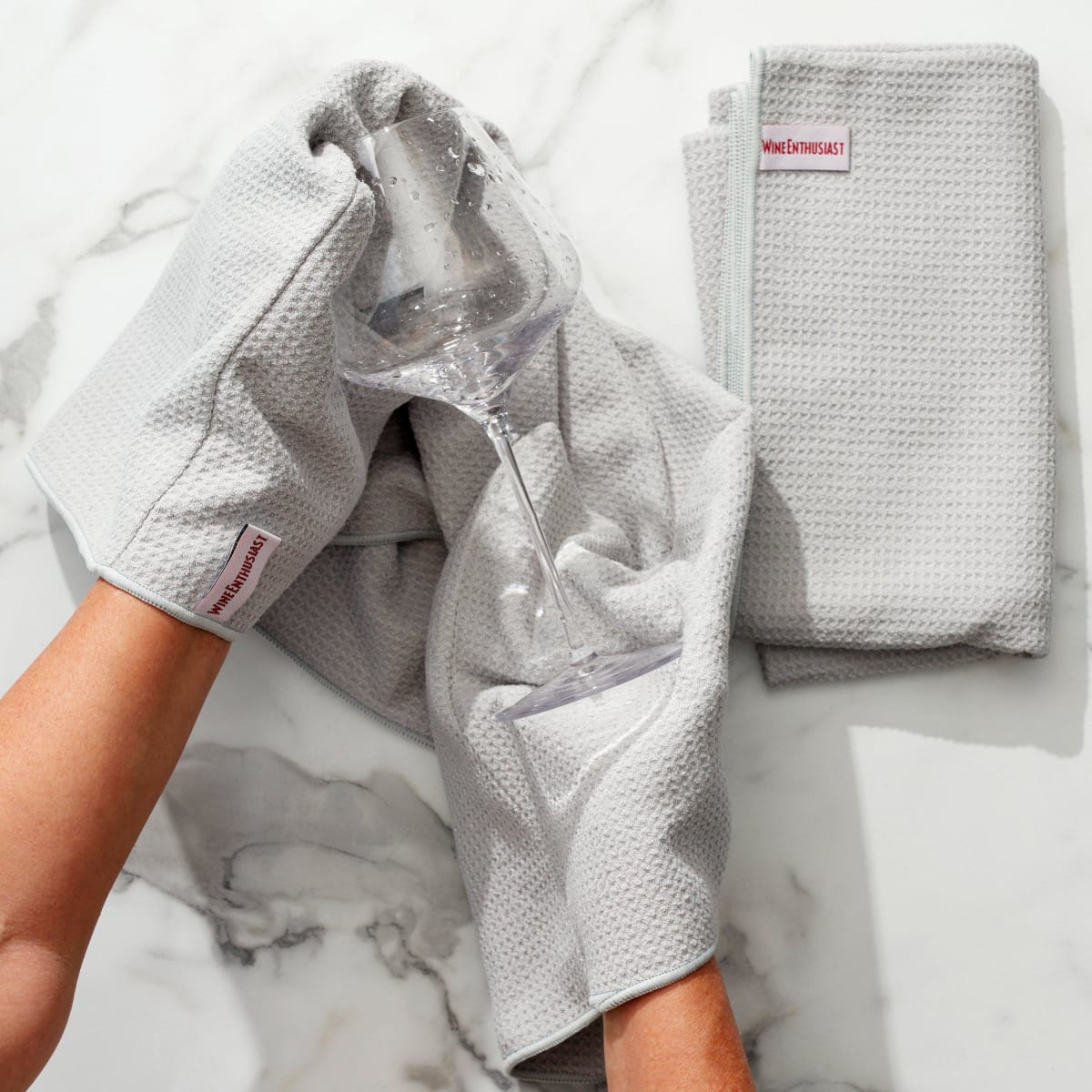 Microfiber Glassware Drying Towels With Hand Pockets - Set of 2