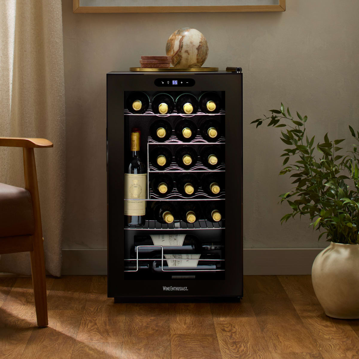 Wine Enthusiast 24-Bottle Compressor Wine Cooler with Upright Bottle Storage