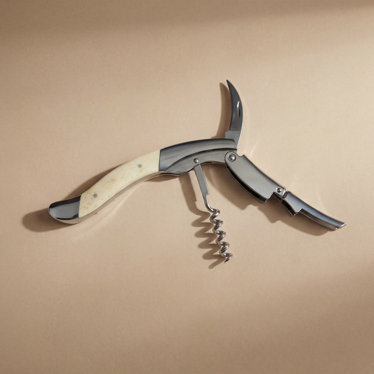 Wine Enthusiast Cattle Bone Double Hinged Executive Corkscrew