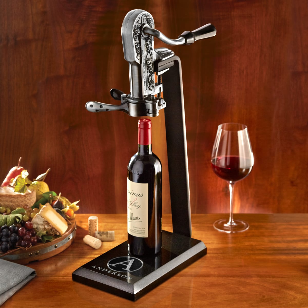 Legacy Corkscrew with Black Marble Stand & Handle Pewter