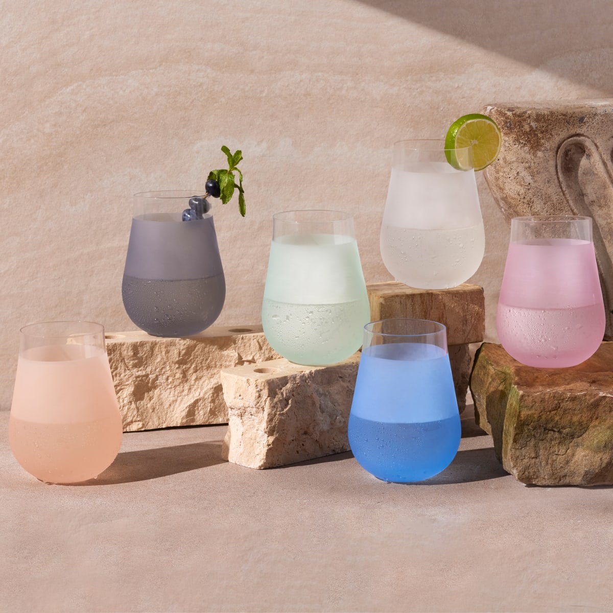 Wine Enthusiast Stemless Silicone Wine Glasses Set of 6-Non Personalized