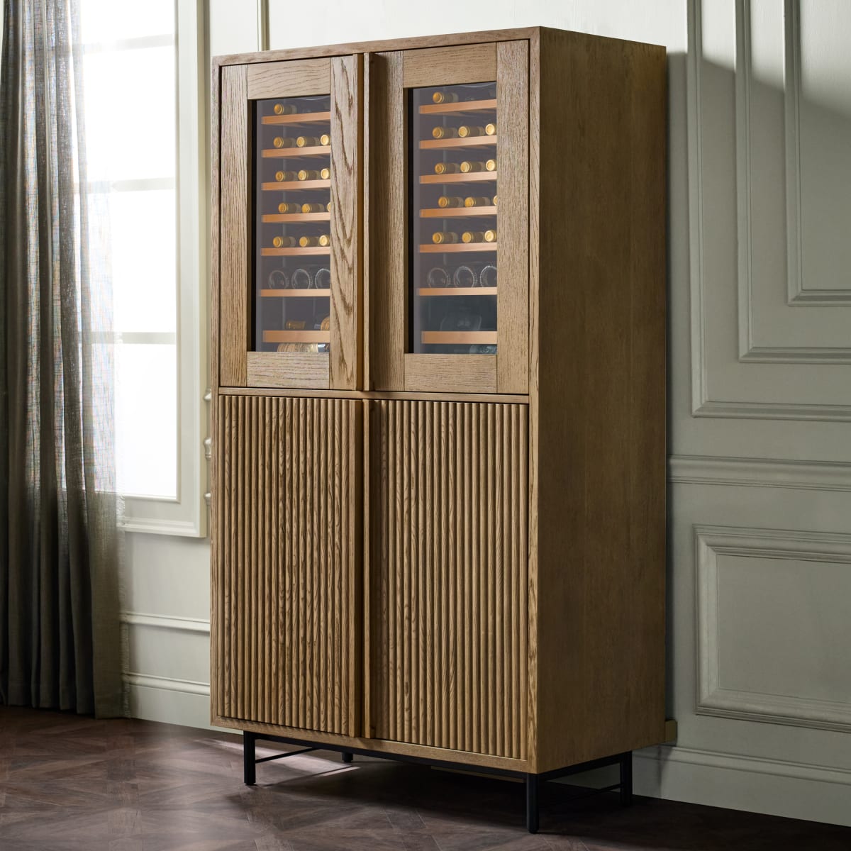 Touraine Reeded Bar Cabinet with Integrated Cooling Touraine Reeded Bar Cabinet with Integrated Cooling