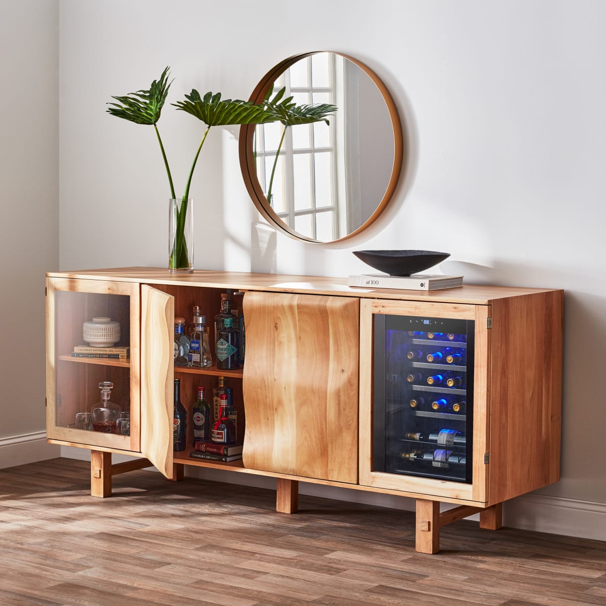 Aya Wave Wine Credenza With Cooling Storage Option Aya Wave Wine Credenza With Cooling Storage Option