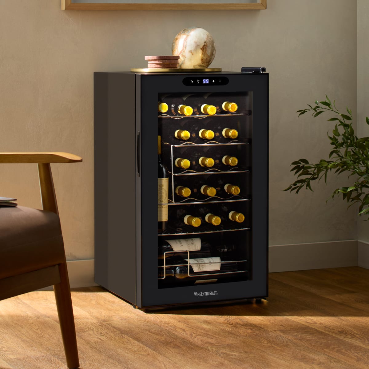 Image of 24-Bottle Compressor Wine Cooler with Upright Bottle Storage by Wine Enthusiast