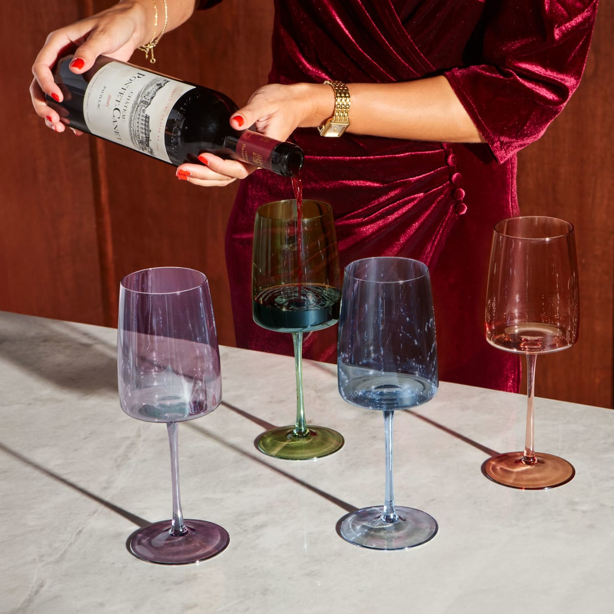 Image of Lustre Colored Wine Glasses (Set of 4) by Wine Enthusiast Image of Lustre Colored Wine Glasses (Set of 4) by Wine Enthusiast