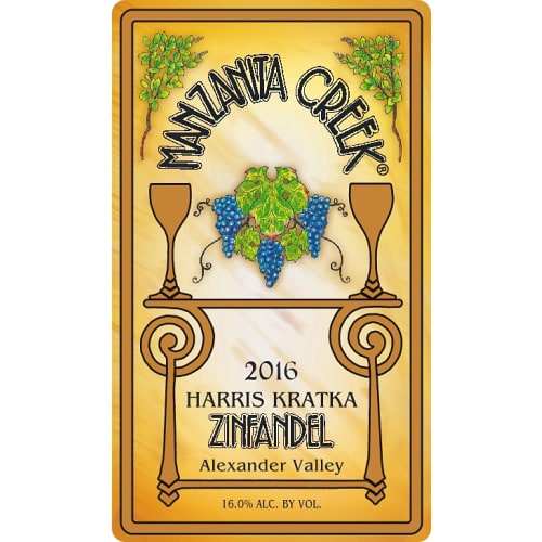 Manzanita Creek 2016 Zinfandel, Harris Kratka Vyd., Alexander Valley