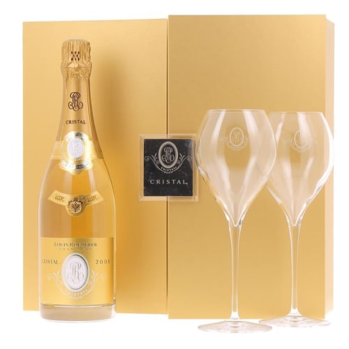 Louis Roederer Cristal 2008 Brut Champagne Gift Set w/ 2 Glasses