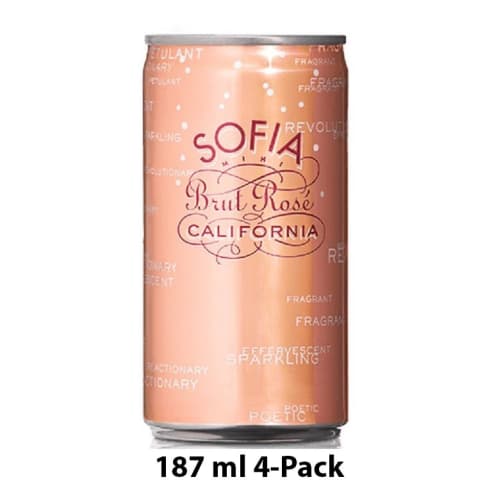 Sofia Brut Rose Sparkling NV, California, 187ml Can, 4-pack