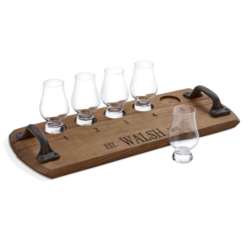 Wine Enthusiast Reclaimed Bourbon Barrel Flight Tray - Thumbnail 2