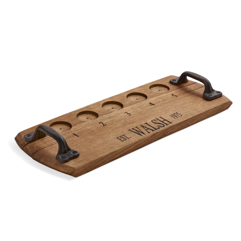 Wine Enthusiast Reclaimed Bourbon Barrel Flight Tray