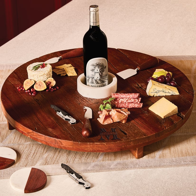 Wine Enthusiast Reclaimed Wood Wine and Cheese Serving Set