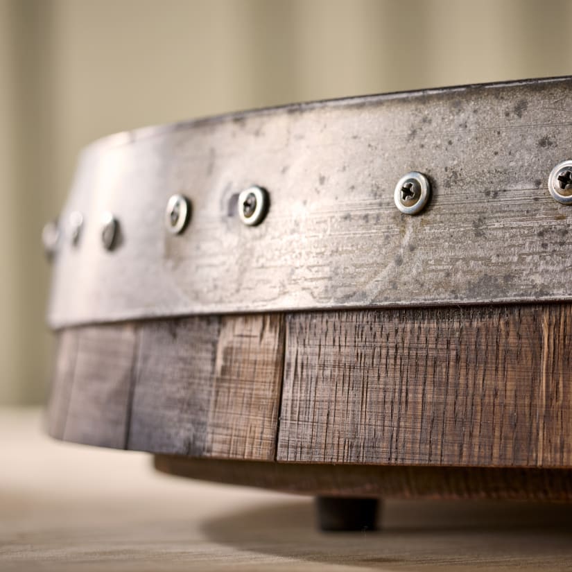 Wine Enthusiast Reclaimed Napa Valley Barrel Head Lazy Susan
