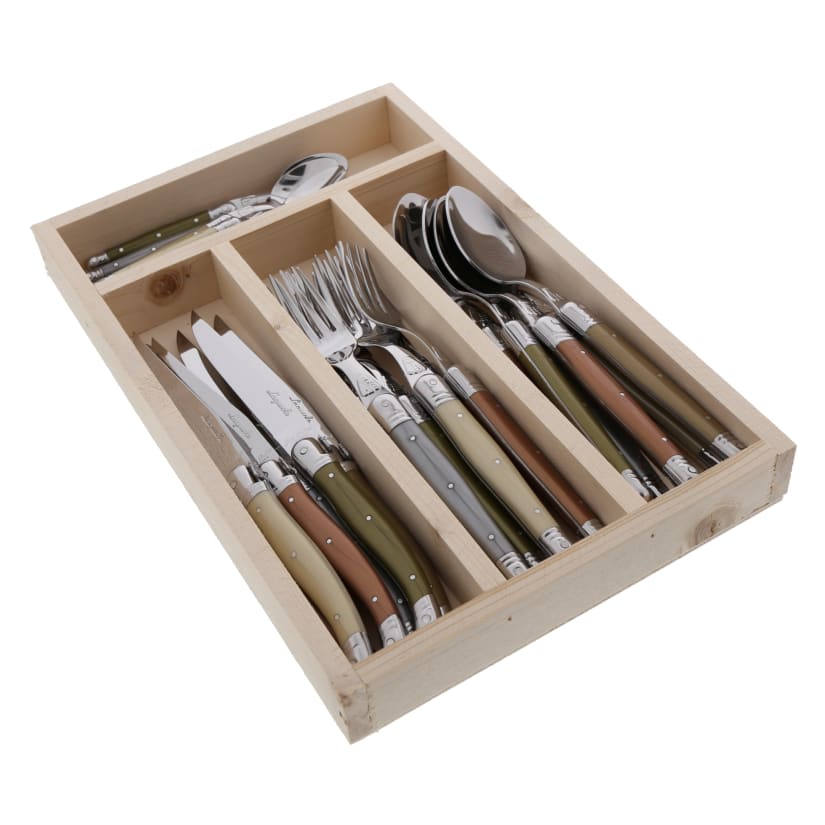 Jean Dubost Laguiole 6-Piece Black Steak Knives in Tray