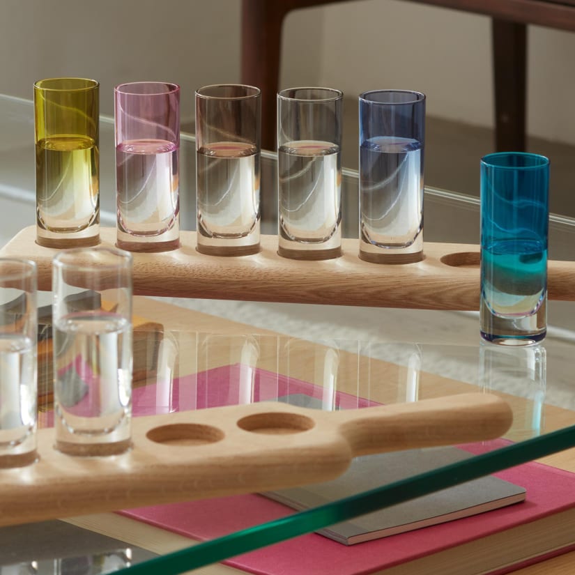 LSA Colored Shot Glasses and Serving Paddle 6-Piece Set