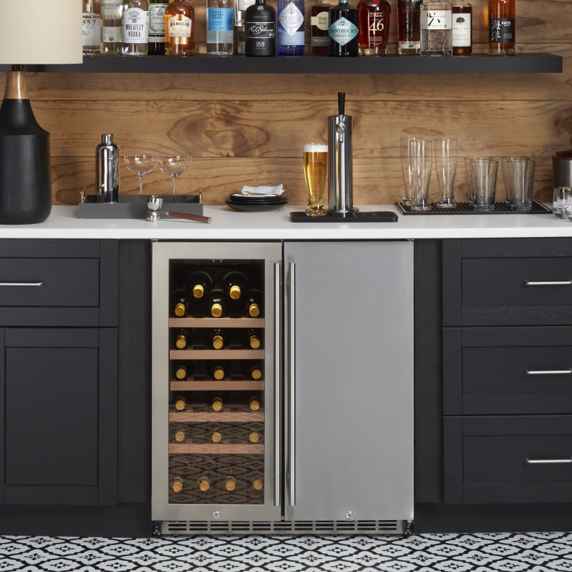 Wine Enthusiast Concierge 30” Wine Cooler and Single Tap Kegerator