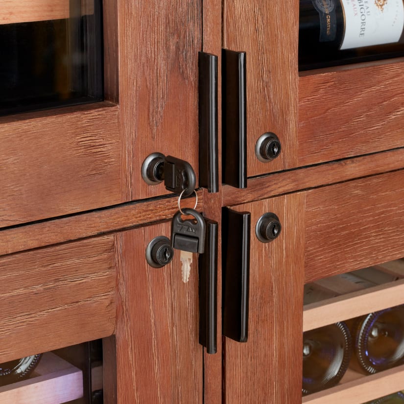 Lock and keys on cabinet door