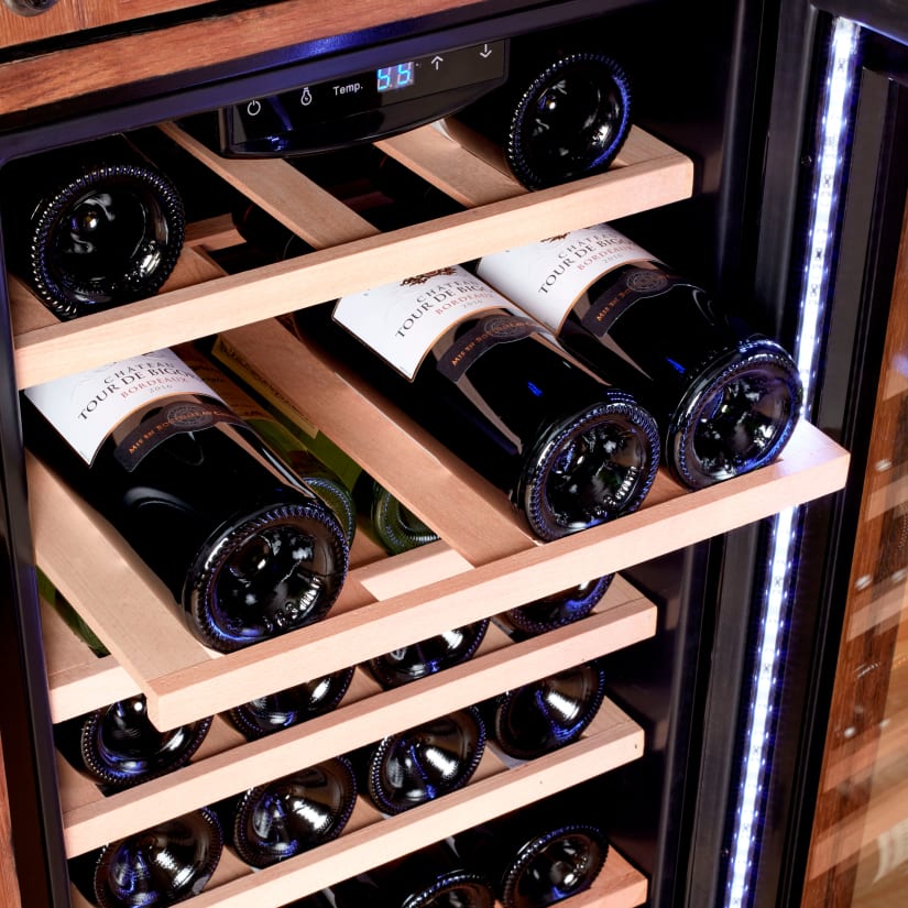 Interior with bottles and vertical LED lighting