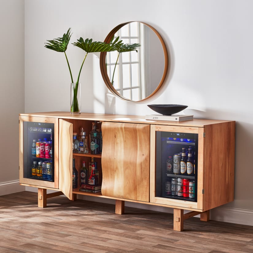 Aya Wave Wine Credenza With Cooling Storage Option