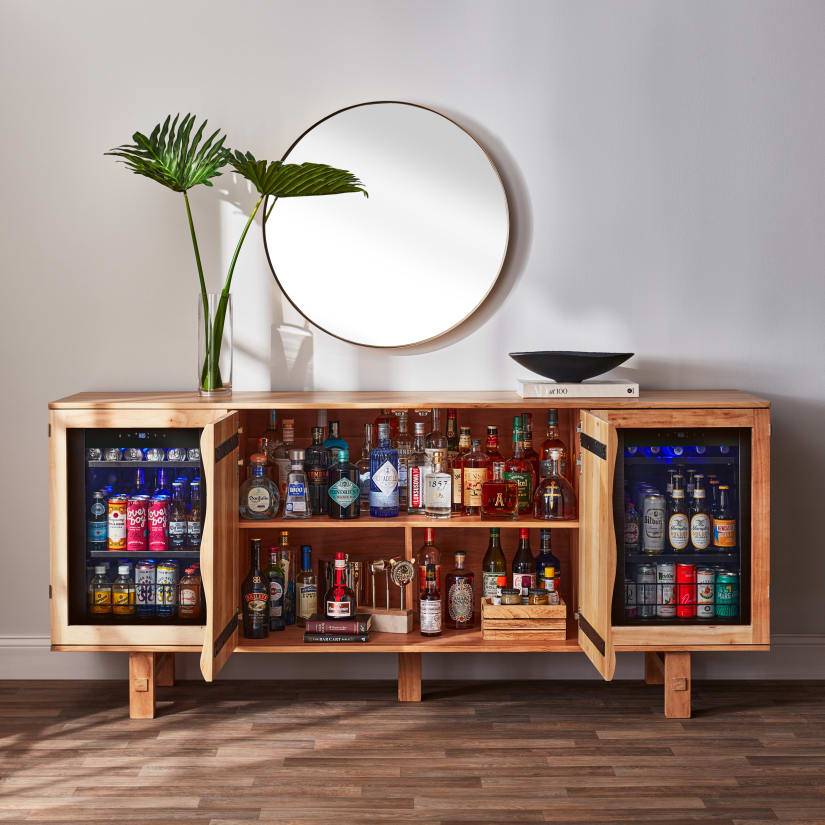 Aya Wave Wine Credenza With Cooling Storage Option