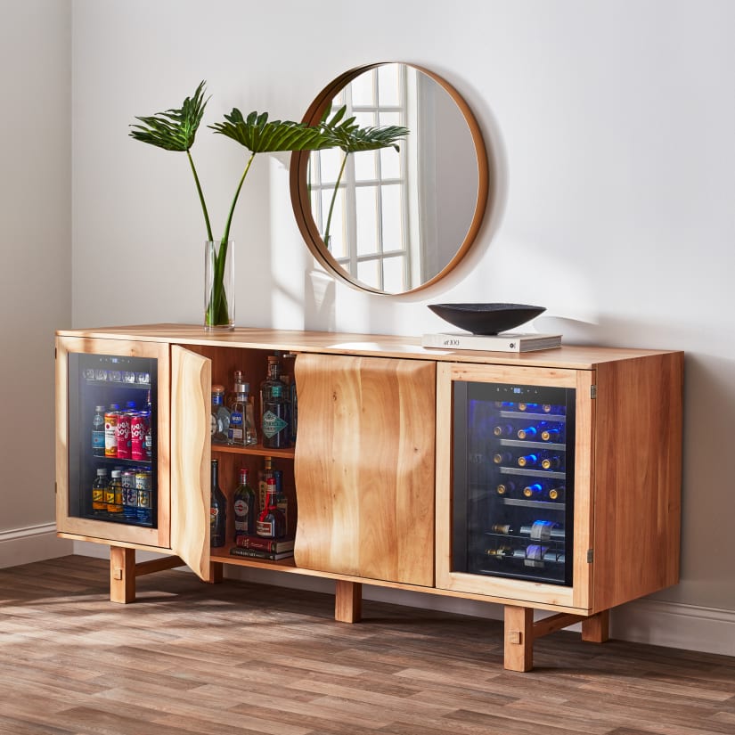 Aya Wave Wine Credenza With Cooling Storage Option