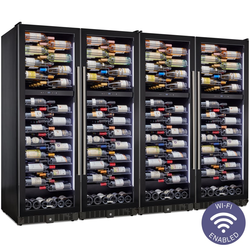 Wine Enthusiast VinoView Quad Single Zone L 620 Smart Wi-Fi Wine Cellar, Stainless Steel Glass Door