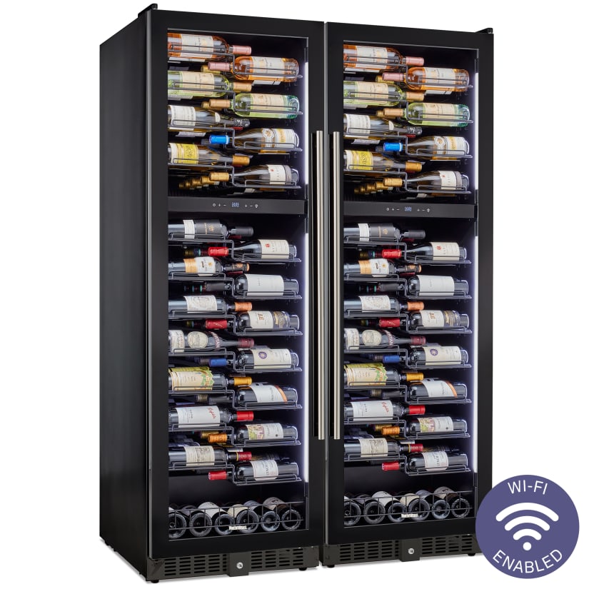 Wine Enthusiast VinoView Quad Single Zone L 620 Smart Wi-Fi Wine Cellar, Stainless Steel Glass Door