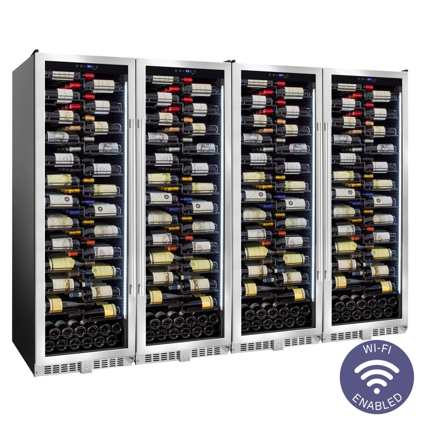 Wine Enthusiast VinoView Quad Single Zone L 620 Smart Wi-Fi Wine Cellar, Stainless Steel Glass Door