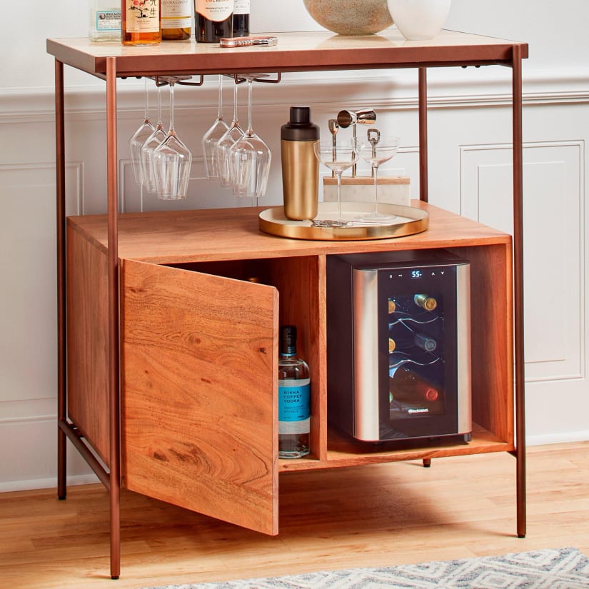 Bottle Wine Cabinet With Tray Top Freestanding Wine Rack, 16