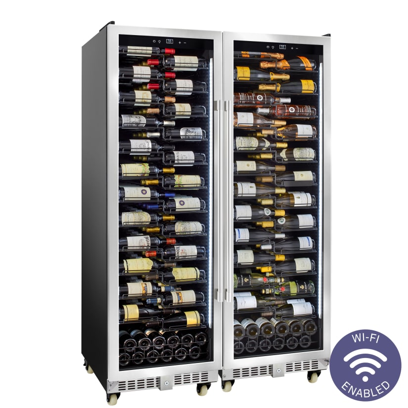 Wine Enthusiast VinoView Quad Single Zone L 620 Smart Wi-Fi Wine Cellar, Stainless Steel Glass Door