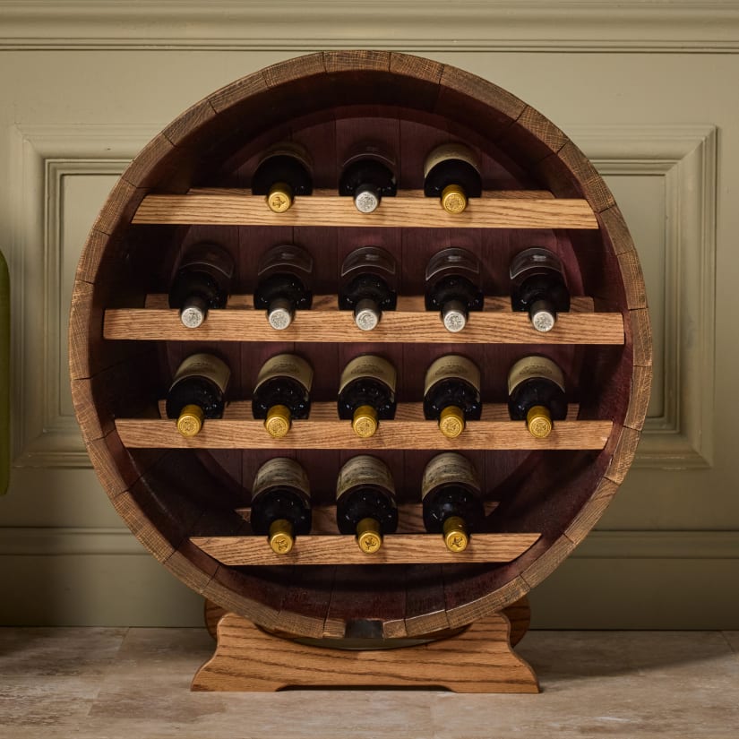 Reclaimed Napa Half-Barrel 16-Bottle Wine Rack