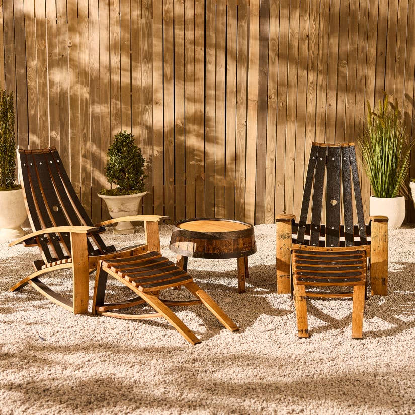 Wine Barrel Chairs Reclaimed Bourbon Barrel Adirondack Chairs With