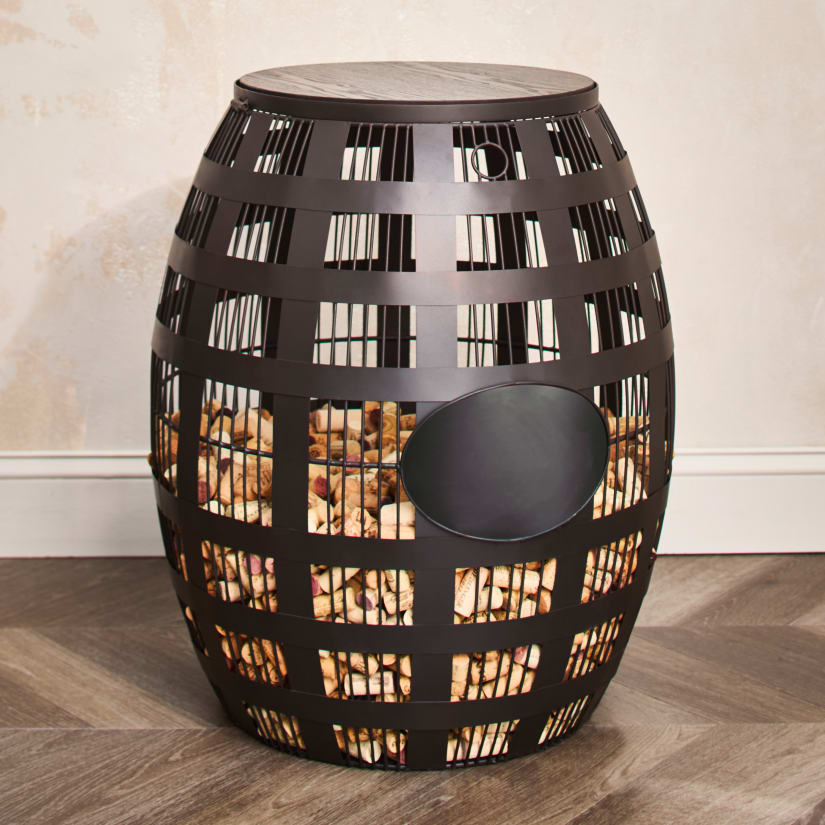 Wine Barrel Cork Catcher Accent Table - Large