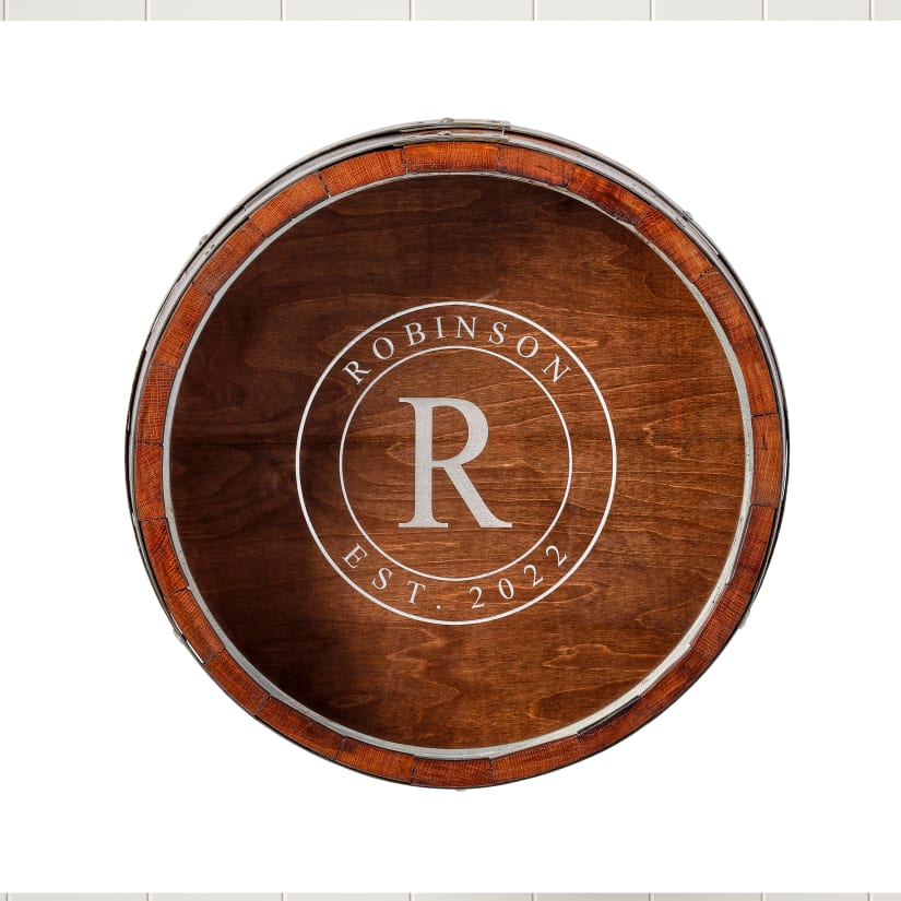 Personalized Reclaimed Wine Barrel Head Cork Collector’s Display