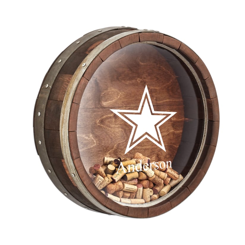 Personalized NFL Reclaimed 7-inch Deep Wine Barrel Head Cork Catcher