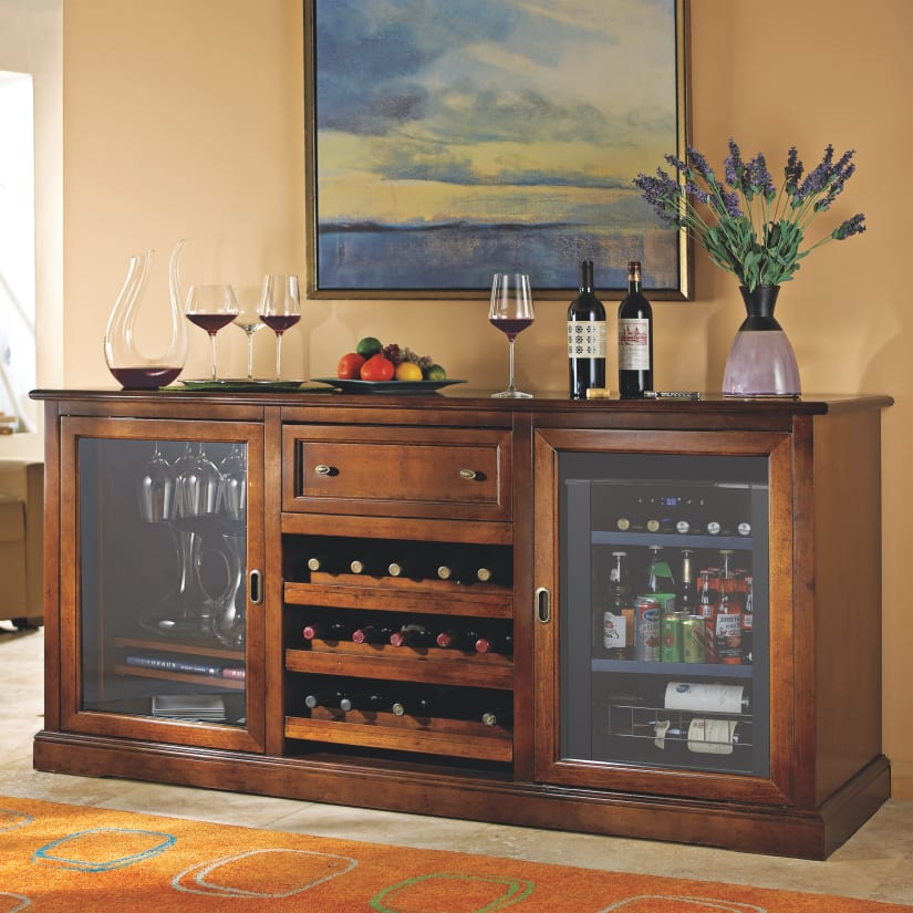 Siena Wine Credenza with Cooling Storage Option