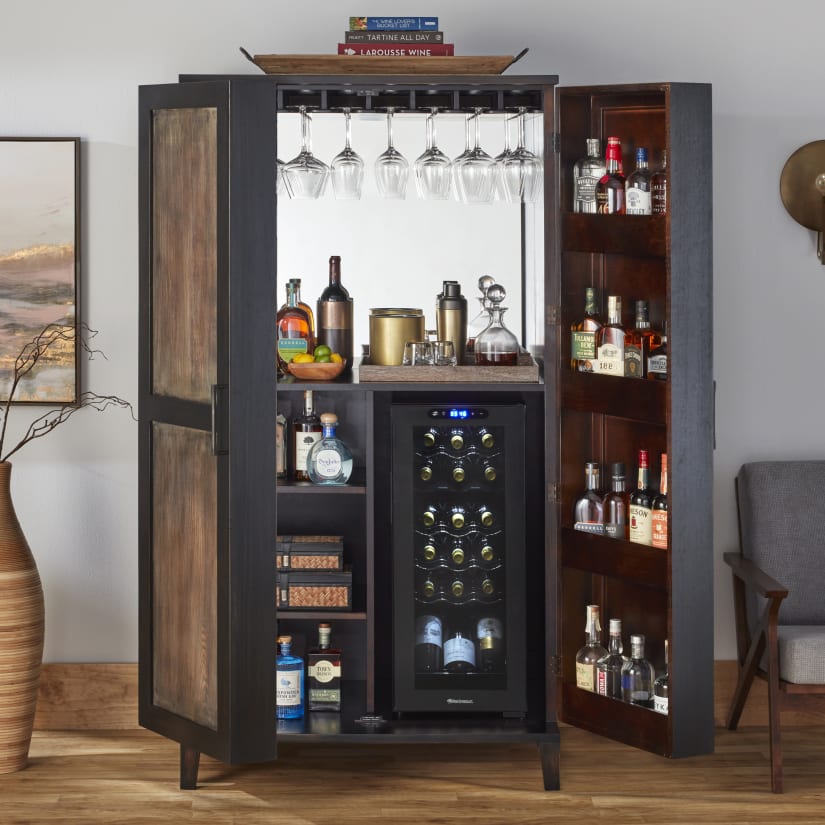 Piedmont Bar Cabinet With 18 Bottle Single Zone Wine Cooler