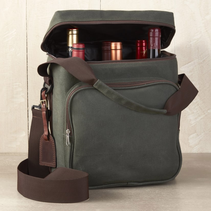 6-Bottle Waxed Canvas Weekend Wine Bag Personalized (CS)