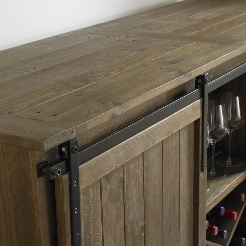 Mesa Sliding Barn Door Credenza with One Vinoview 28 Bottle