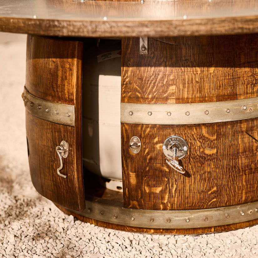 Authentic Napa Wine Barrel Fire Pit Coffee Table