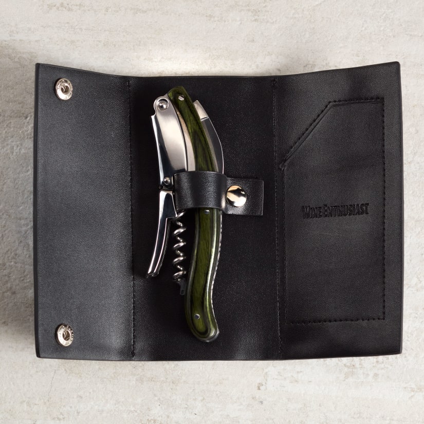 Wine Enthusiast Green Pakkawood Double Hinged Executive Corkscrew