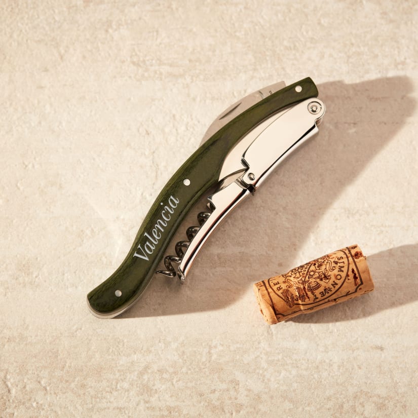 Wine Enthusiast Green Pakkawood Double Hinged Executive Corkscrew