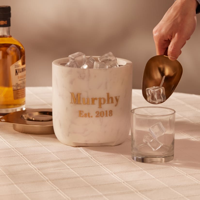 Cova Marble & Brass Ice Bucket Set