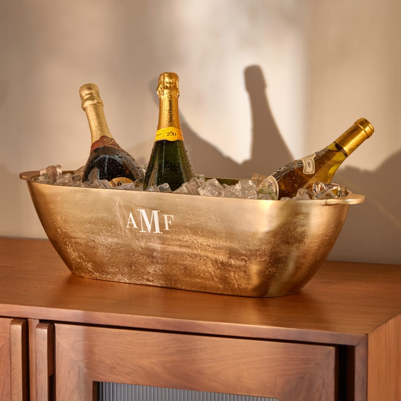 Stinson Antique Brass Wine and Beverage Tub