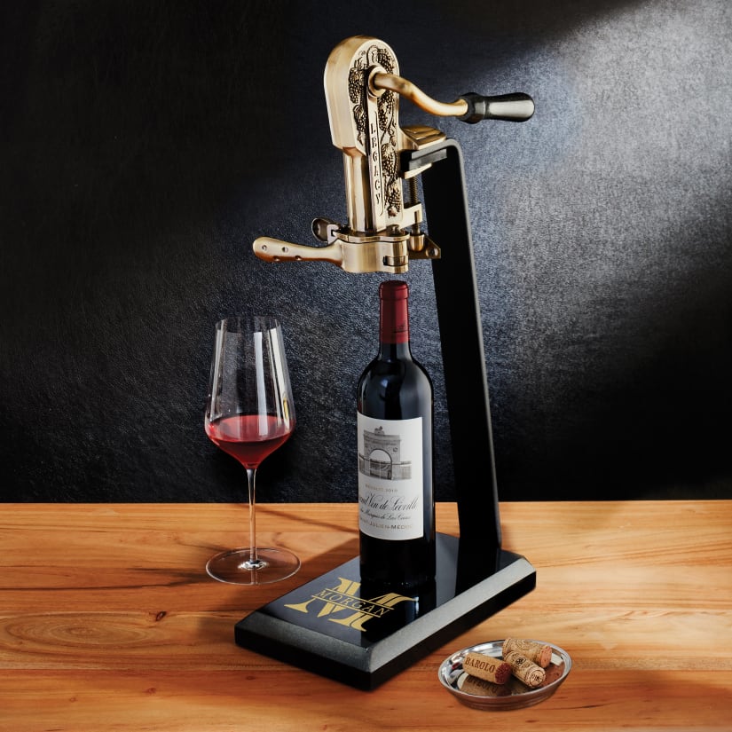 Personalized Legacy Corkscrew With Black Marble Stand and Handle (Antique Bronze)- Morgan Design