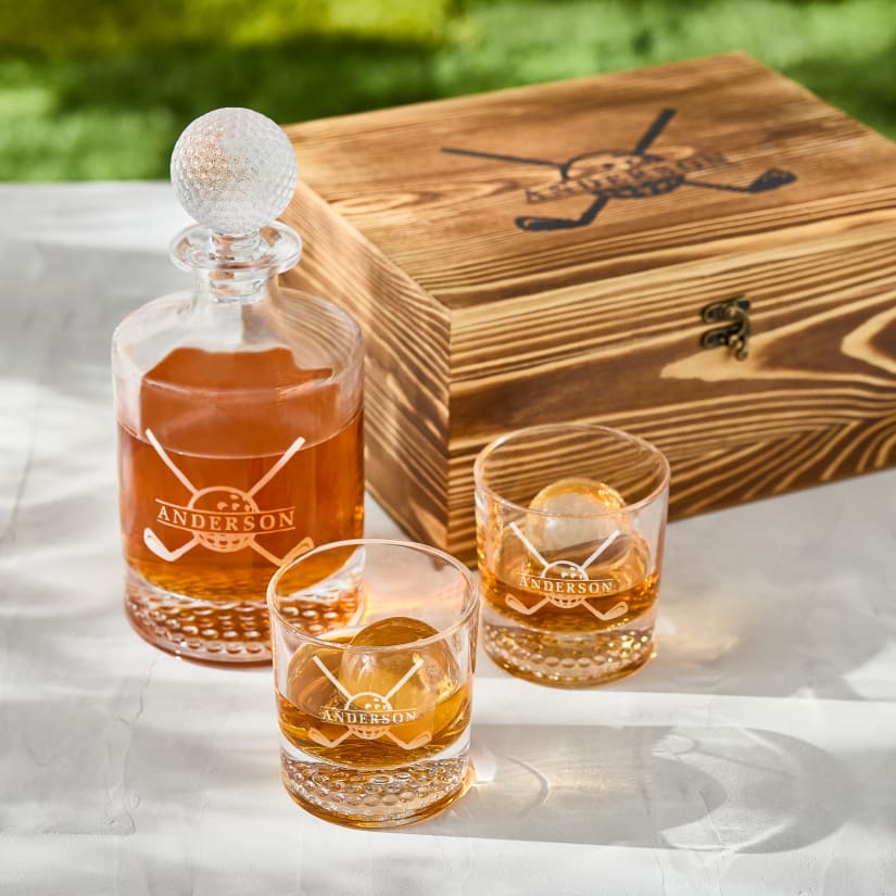 Personalized Golf Decanter and Glasses with Box