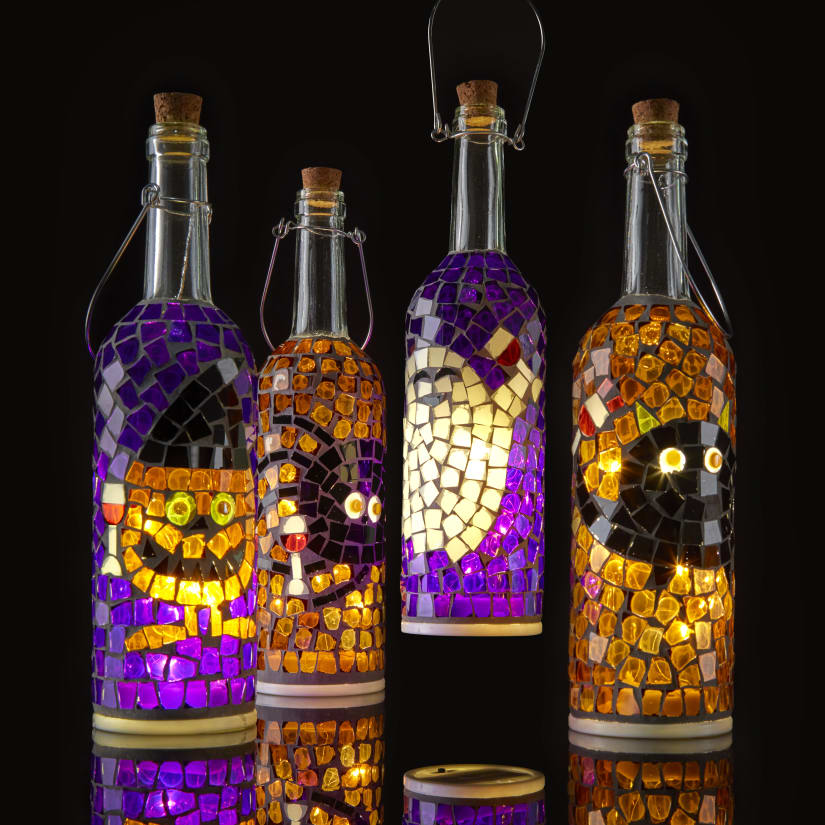 Wine Enthusiast Mosaic Wine Bottle Lanterns - Thumbnail 2
