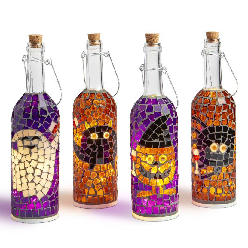 Wine Enthusiast Mosaic Wine Bottle Lanterns