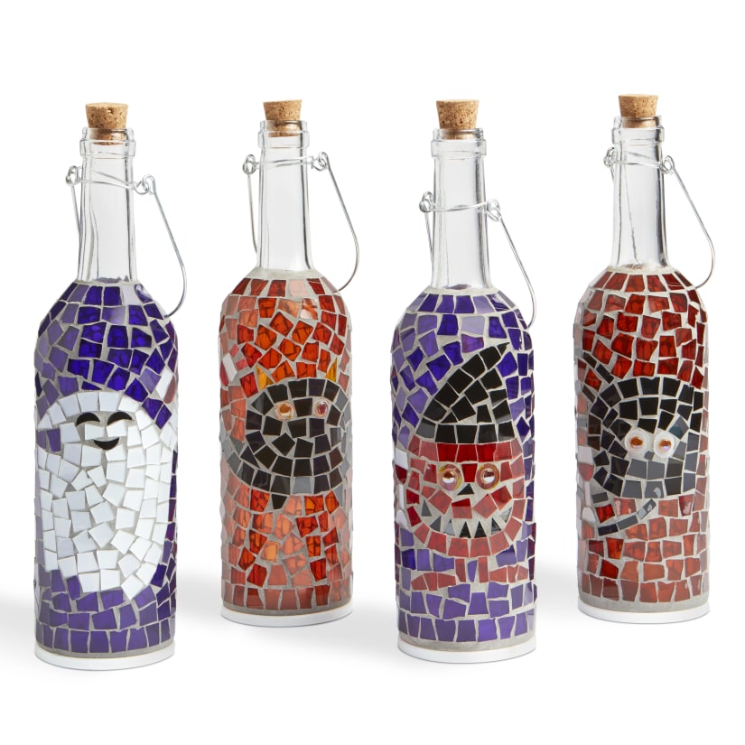 Wine Enthusiast Mosaic Wine Bottle Lanterns - Thumbnail 3
